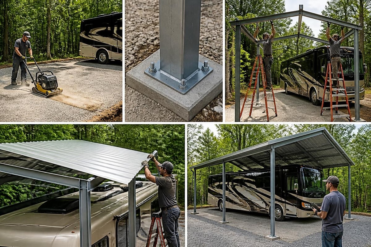 RV carport installation process