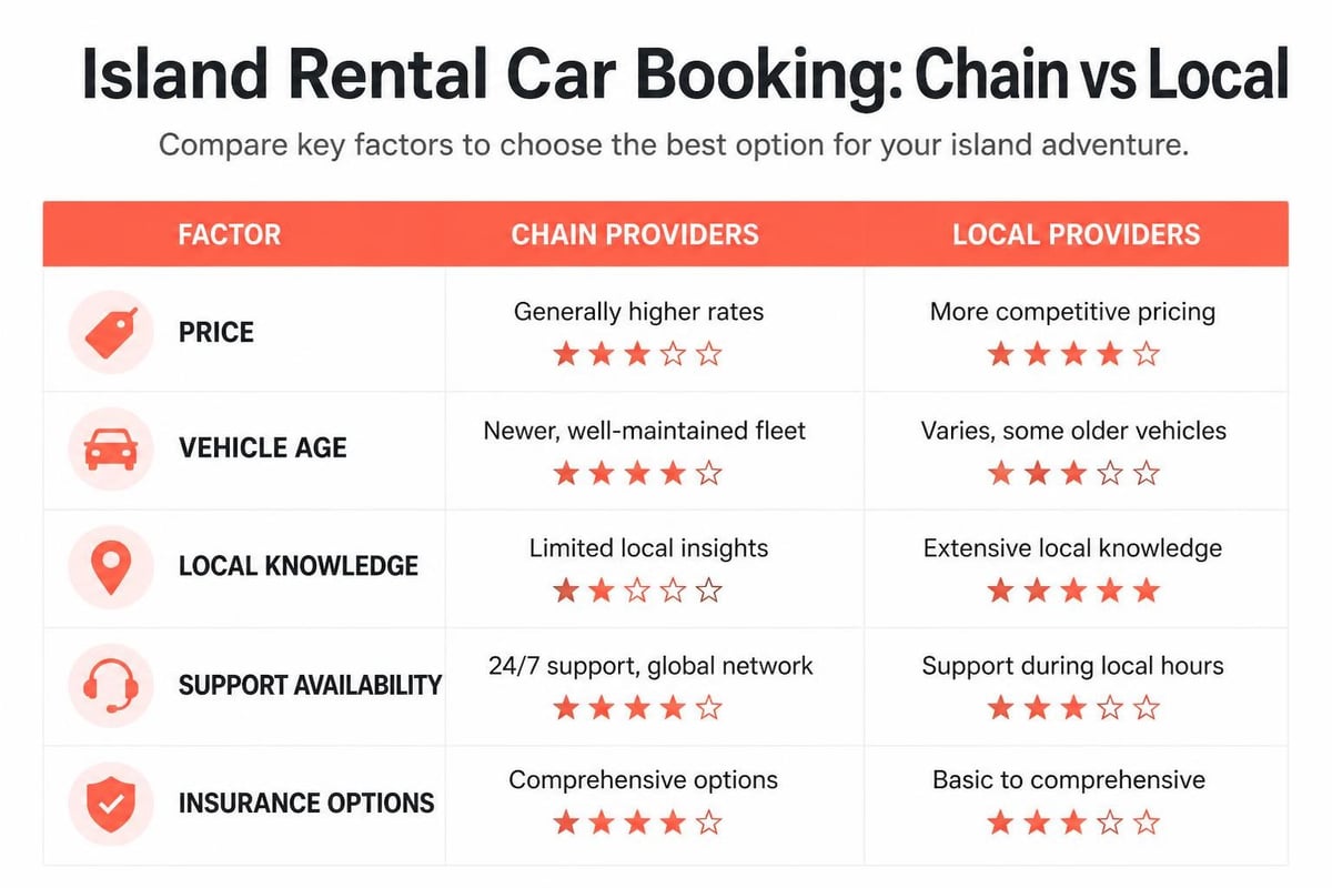 Booking comparison factors