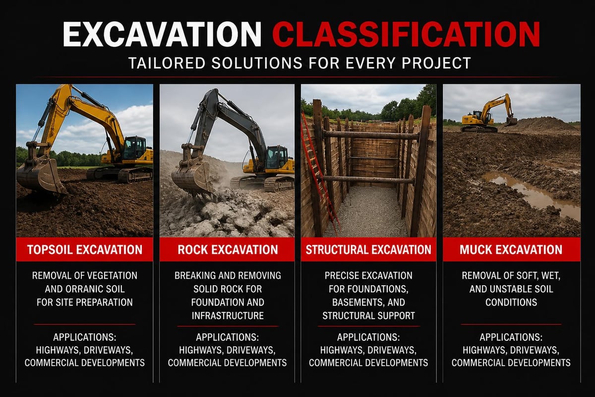 Excavation categories and soil types