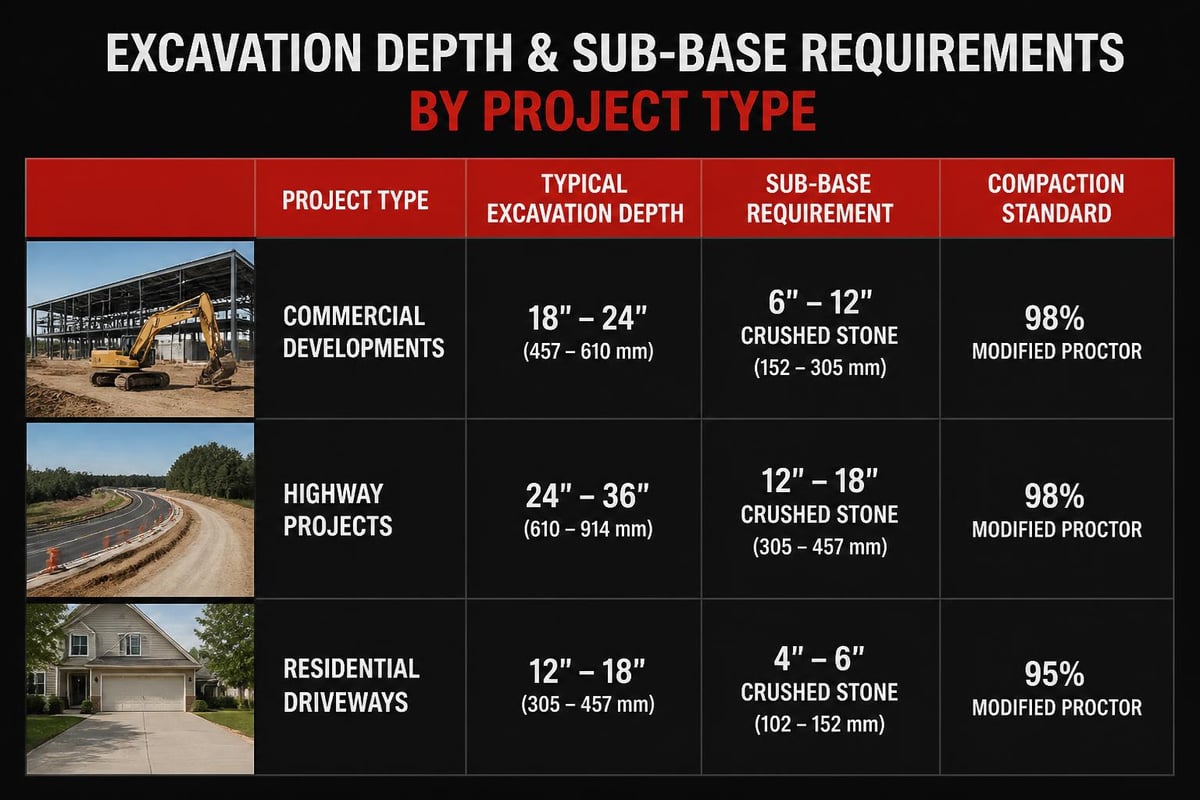 Project-specific excavation depths