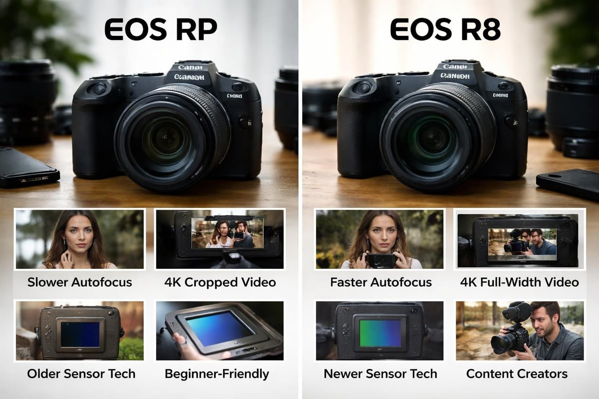 Canon EOS RP versus R8 comparison