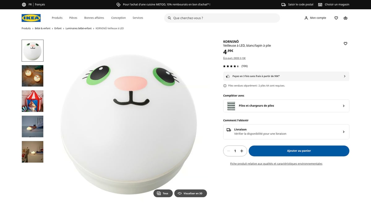 7 Idées Originales De Veilleuse Pour Une Ambiance Magique 2026 - KORNSNÖ Veilleuse Lapin – IKEA : Douceur et sécurité