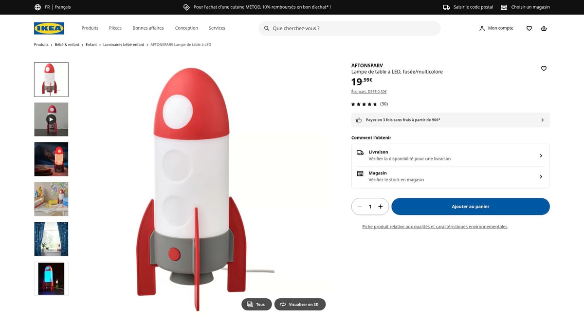 7 Idées Originales De Veilleuse Pour Une Ambiance Magique 2026 - AFTONSPARV Lampe Fusée – IKEA : Décollage vers le rêve