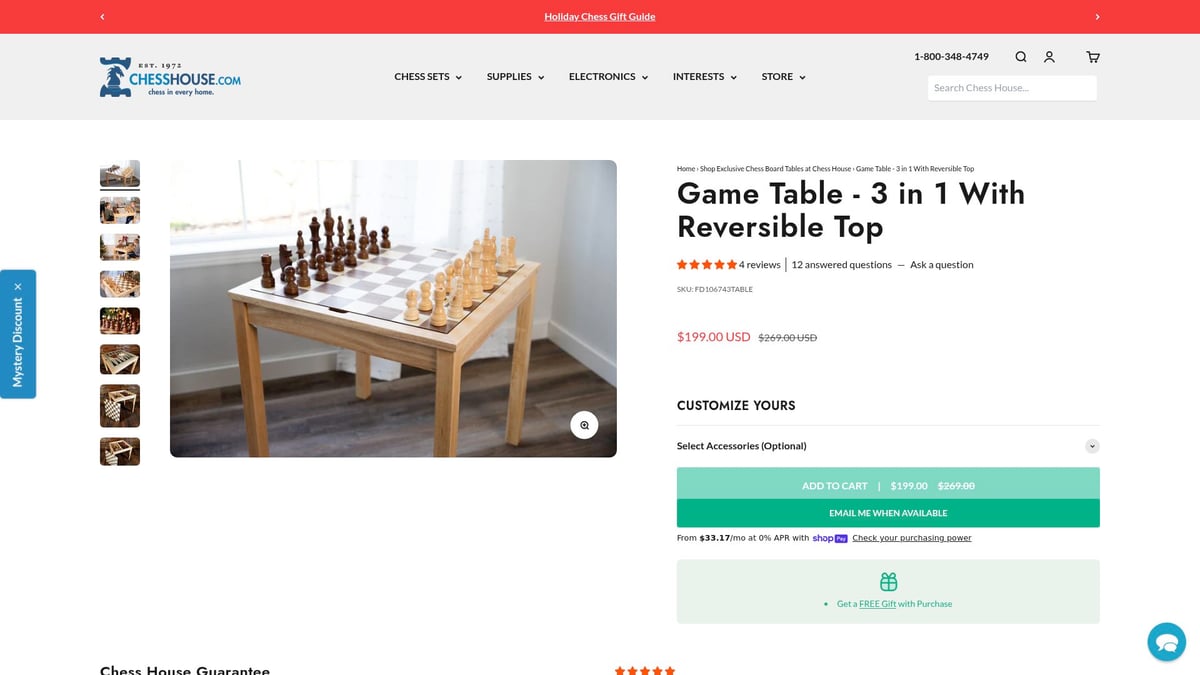 8 Best Chess Table Picks for Stylish Play in 2026 - Game Table - 3 in 1 With Reversible Top