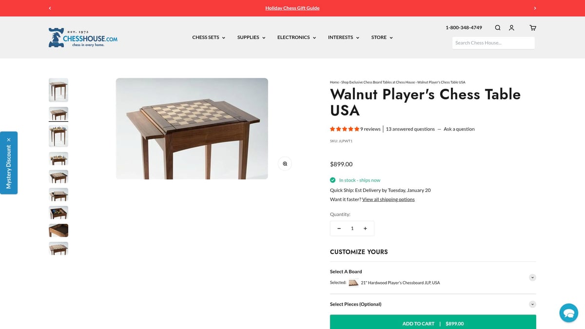 8 Best Chess Table Picks for Stylish Play in 2026 - Walnut Player's Chess Table USA