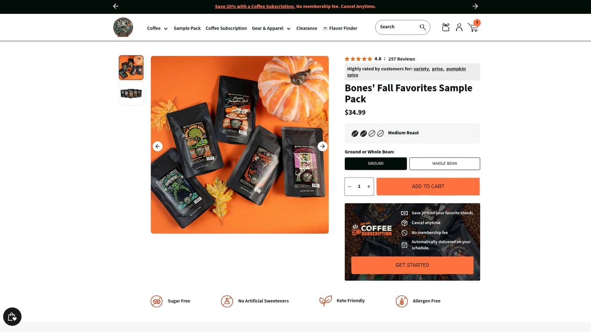 Top 7 Coffee Sample Packs to Try in 2026 - Bones Coffee Company Fall Favorites Sample Pack