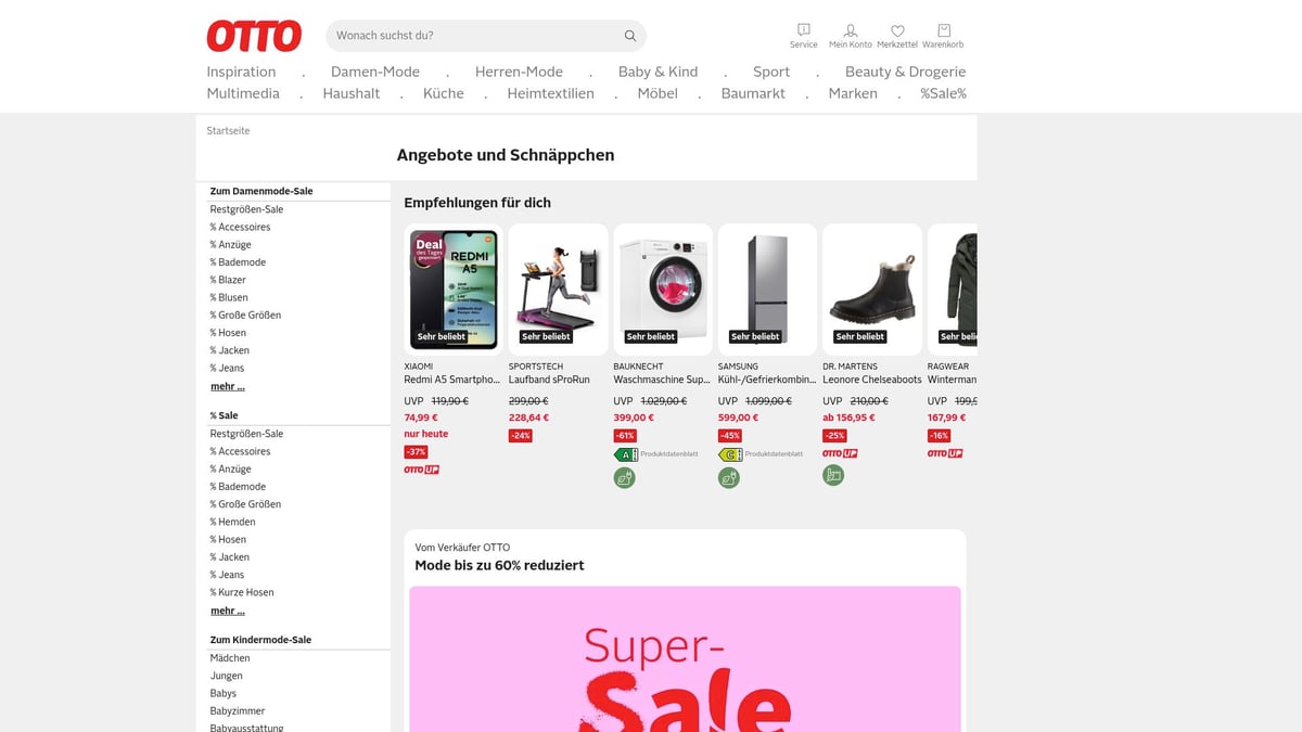 7 Unschlagbare Rabatte Online Shops, Die 2026 Begeistern - OTTO Sale – Markenvielfalt & Dauerrabatte