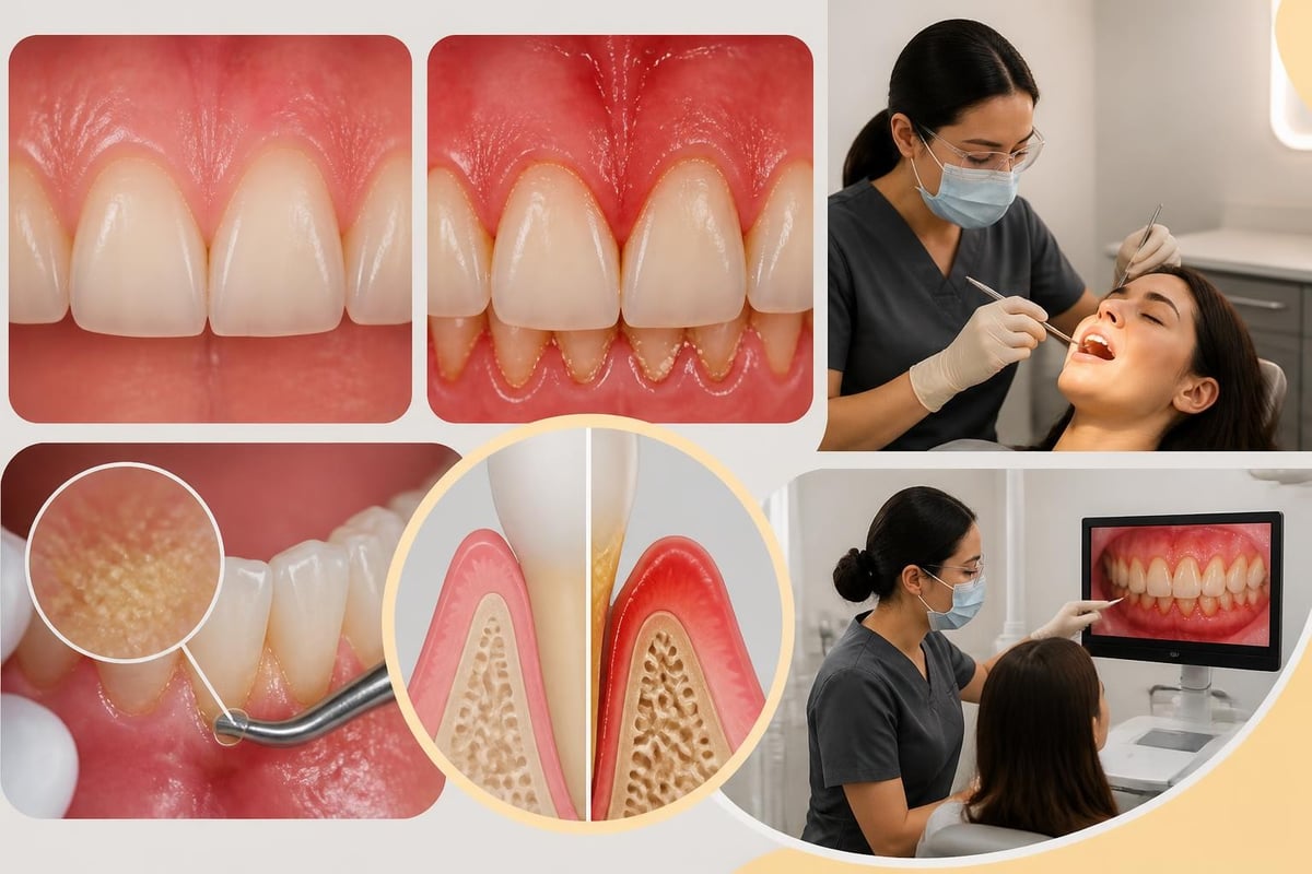 Healthy gums versus early gum disease