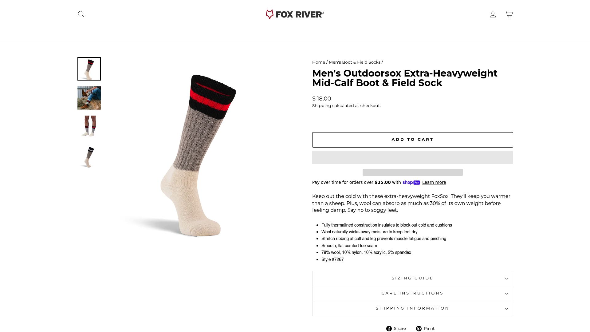 7 Best Boot Socks Men Will Love in 2025 - Men's Outdoorsox Extra-Heavyweight Mid-Calf Boot & Field Sock – Fox River ($18)