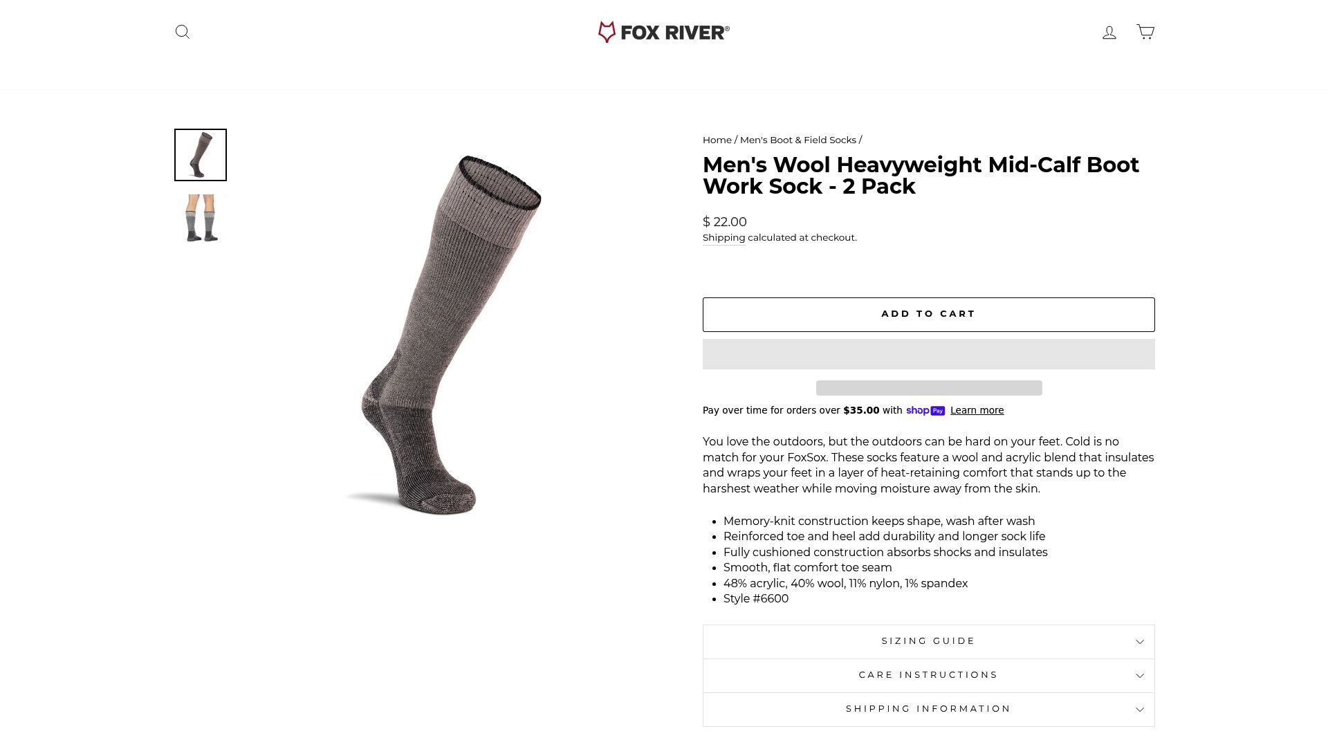 7 Best Boot Socks Men Will Love in 2025 - Men's Wool Heavyweight Mid-Calf Boot Work Sock – Fox River (2-Pack $22)