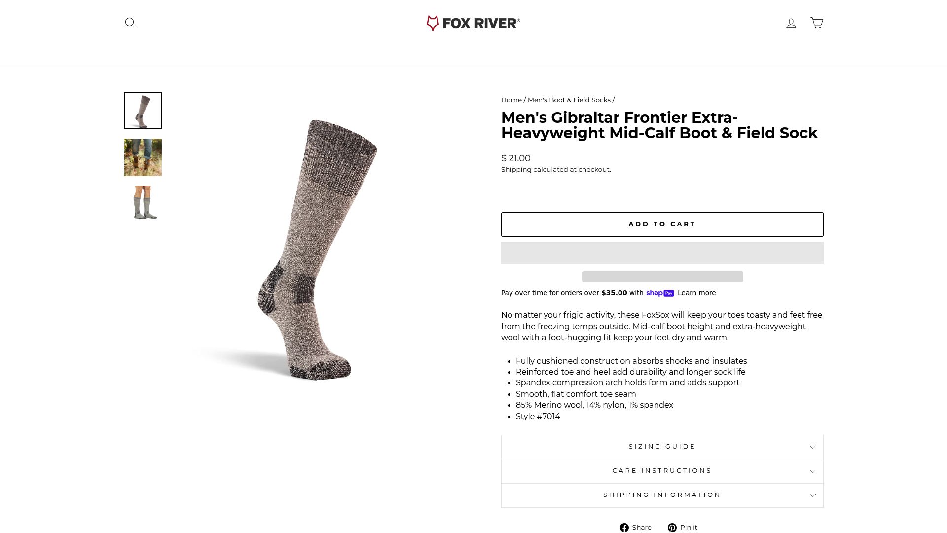 7 Best Boot Socks Men Will Love in 2025 - Men's Gibraltar Frontier Extra-Heavyweight Mid-Calf Boot & Field Sock – Fox River ($21)