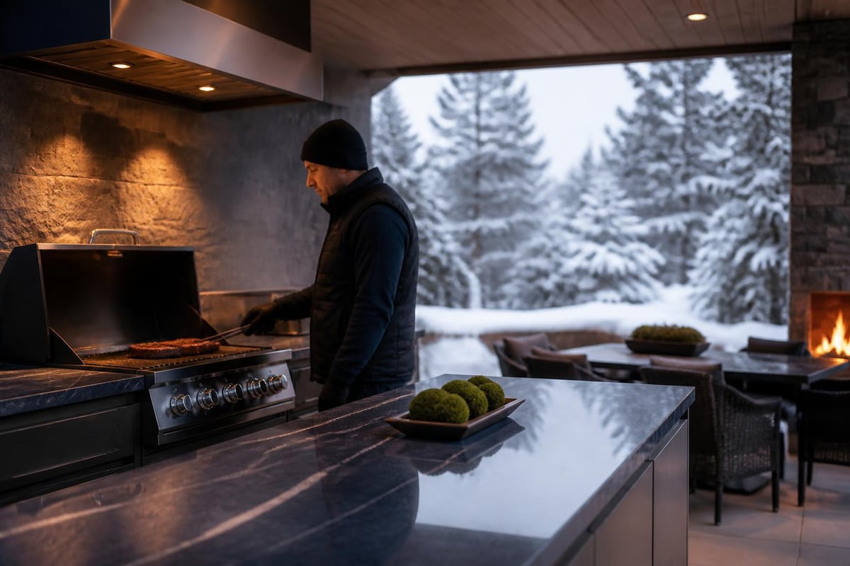 Year-round outdoor kitchen features