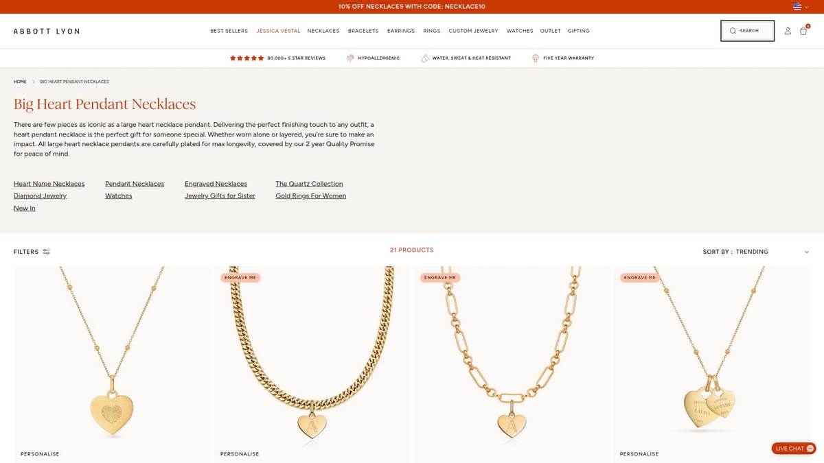 7 Stunning Big Pendant Designs to Elevate Your Style in 2026 - Abbott Lyon: Large Heart Pendant Necklaces