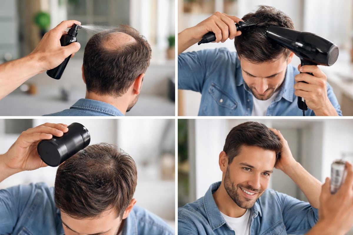 Layered approach to bald spot coverage