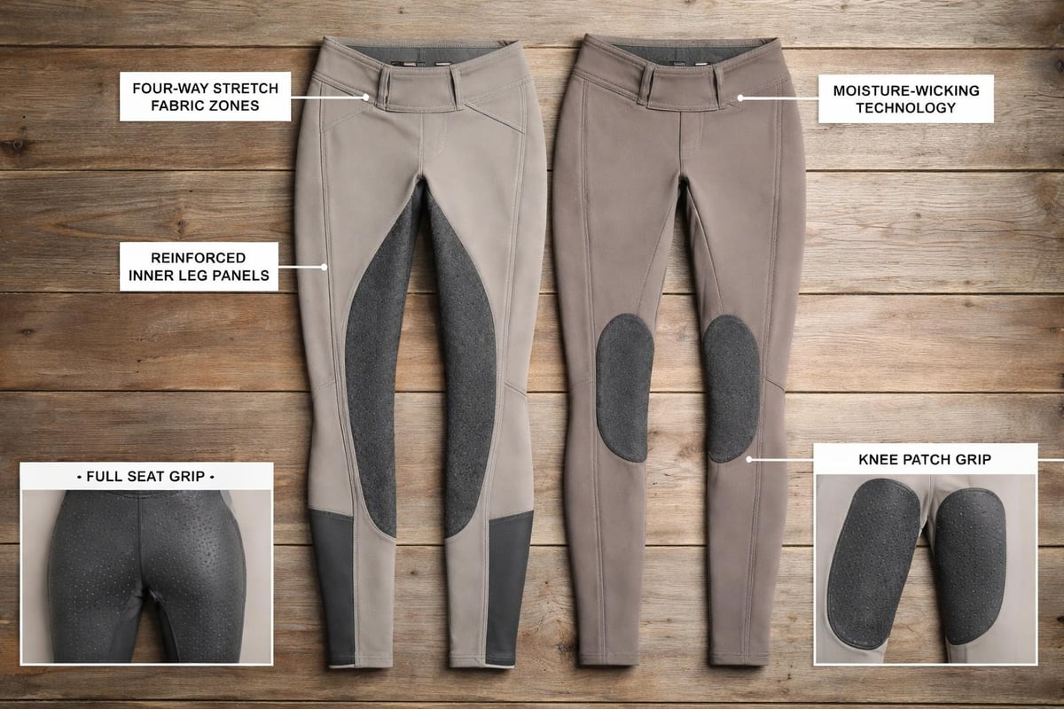 Riding pant construction features
