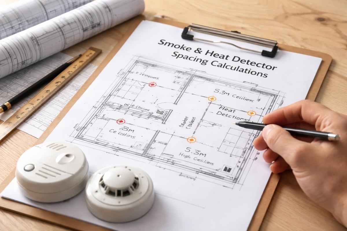 Fire alarm detector spacing