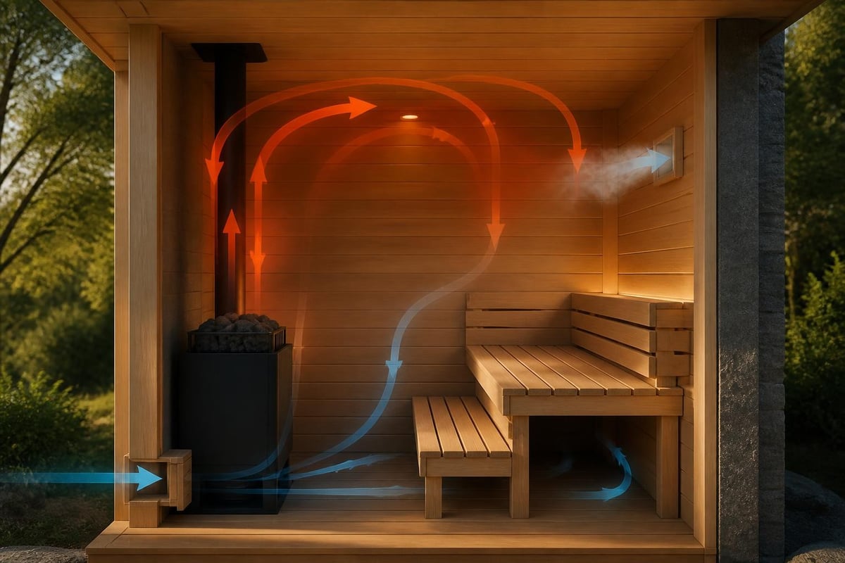 Sauna ventilation principles