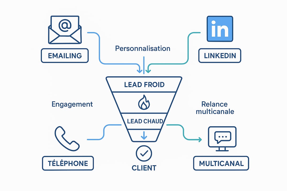 Maîtriser les Canaux Clés : Emailing, LinkedIn, Téléphone et Multicanal