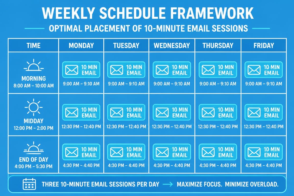Time-blocking calendar with email sessions