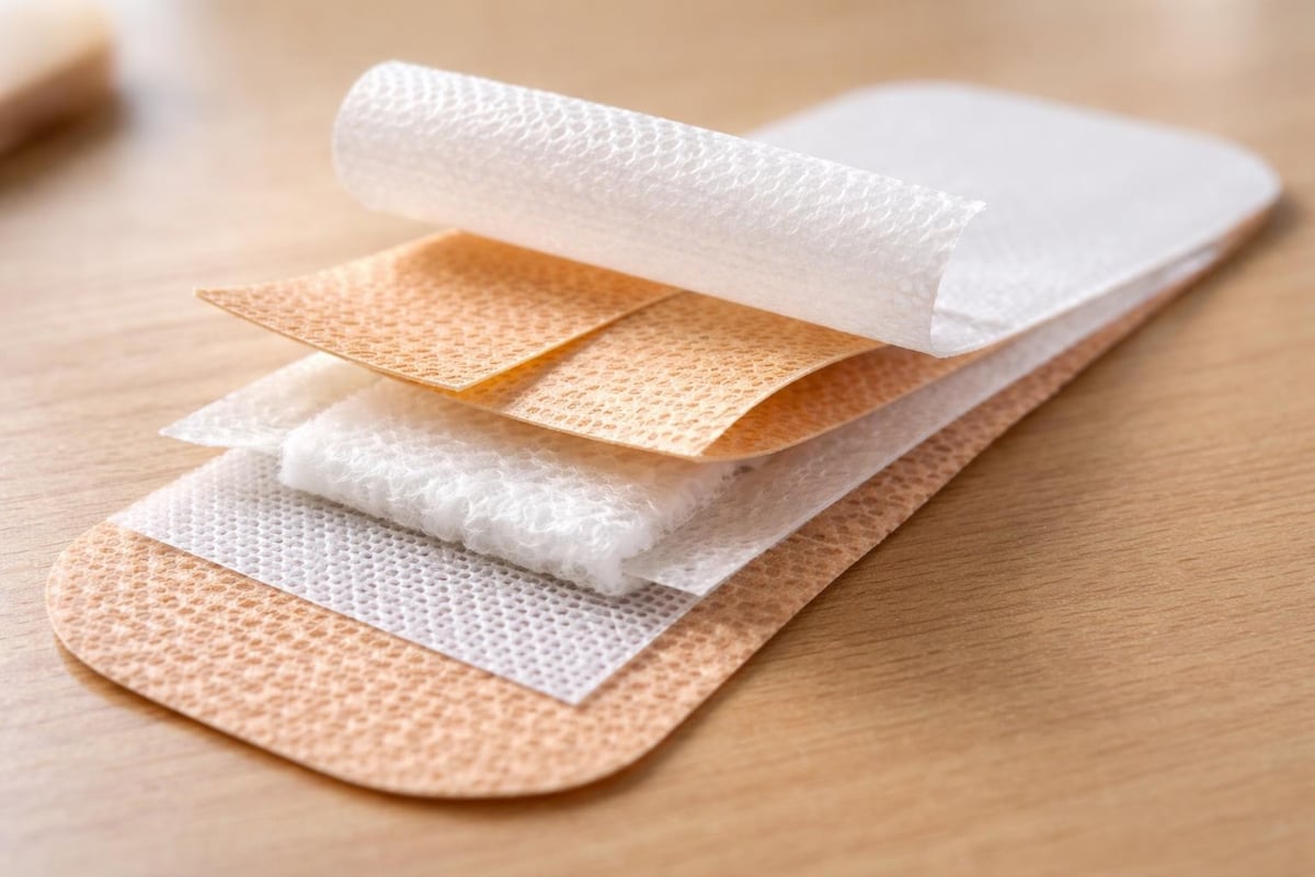 Adhesive plastic bandage layers