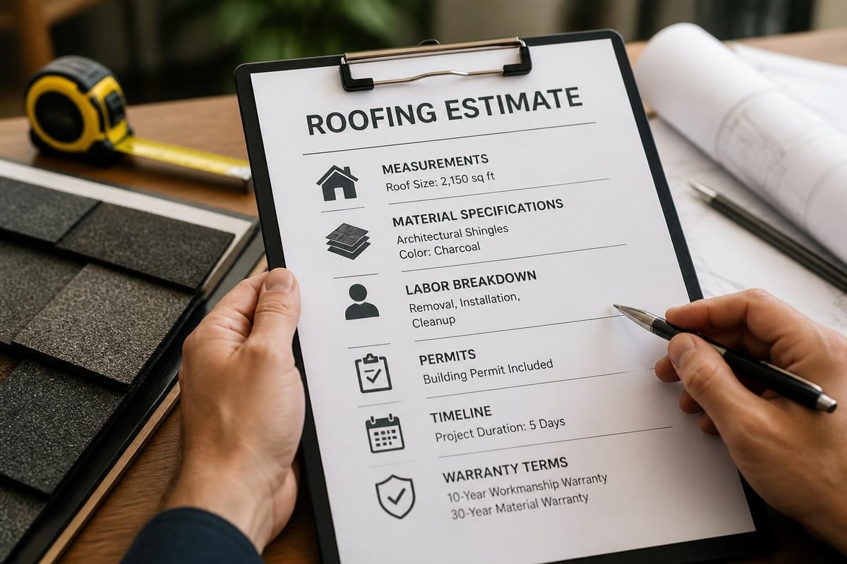 Components of a roofing estimate