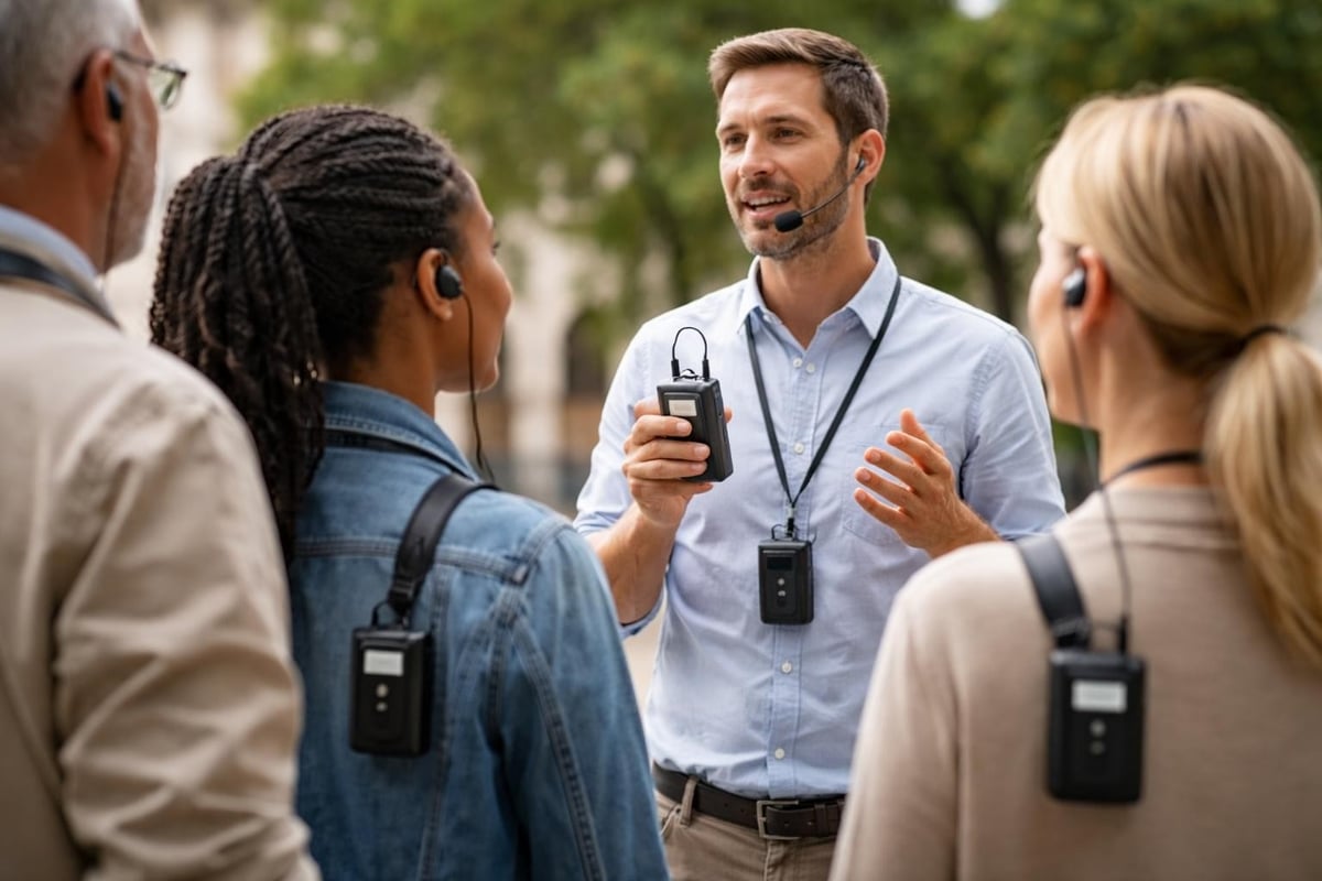 Tour guide system components and transmission