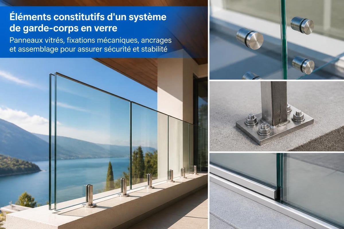 Composition structurelle garde-corps verre