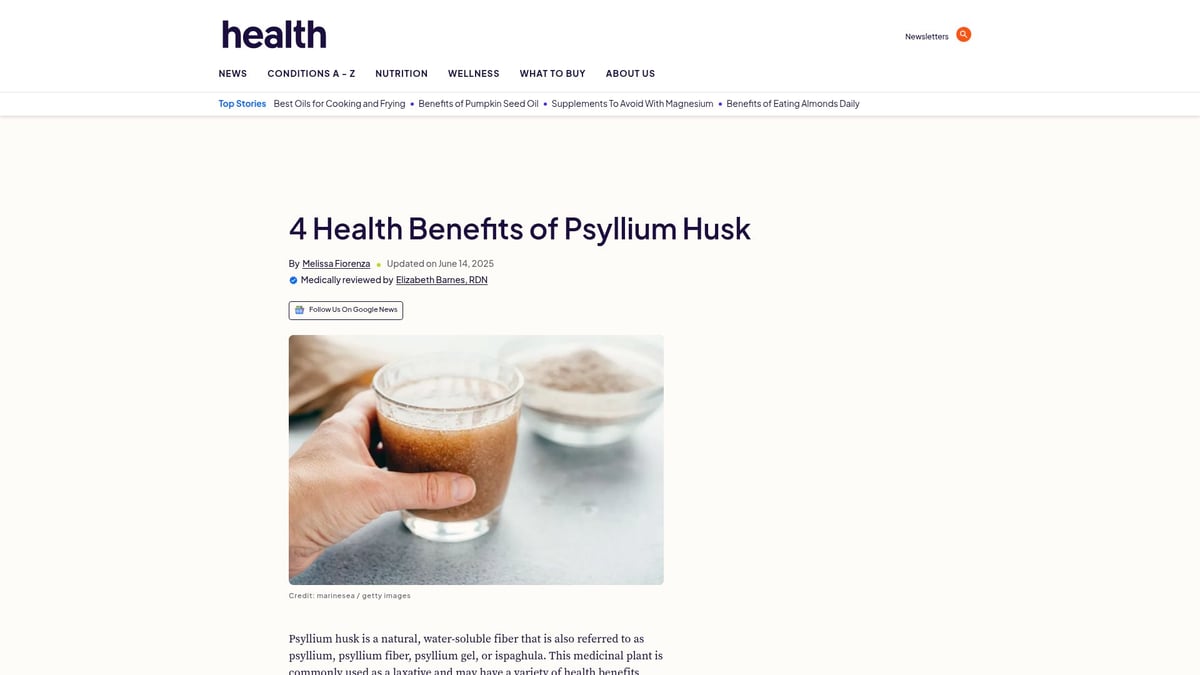 Top 7 Gut Health Supplements to Boost Your Wellness in 2025 - Psyllium Husk Fiber