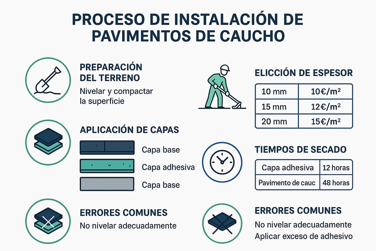 Proceso de instalación: pasos clave para un pavimento de caucho duradero