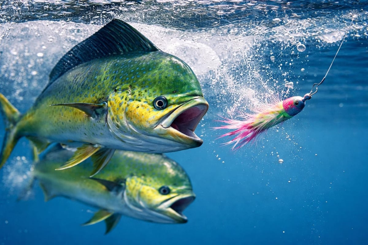 Mahi mahi feeding behavior triggers