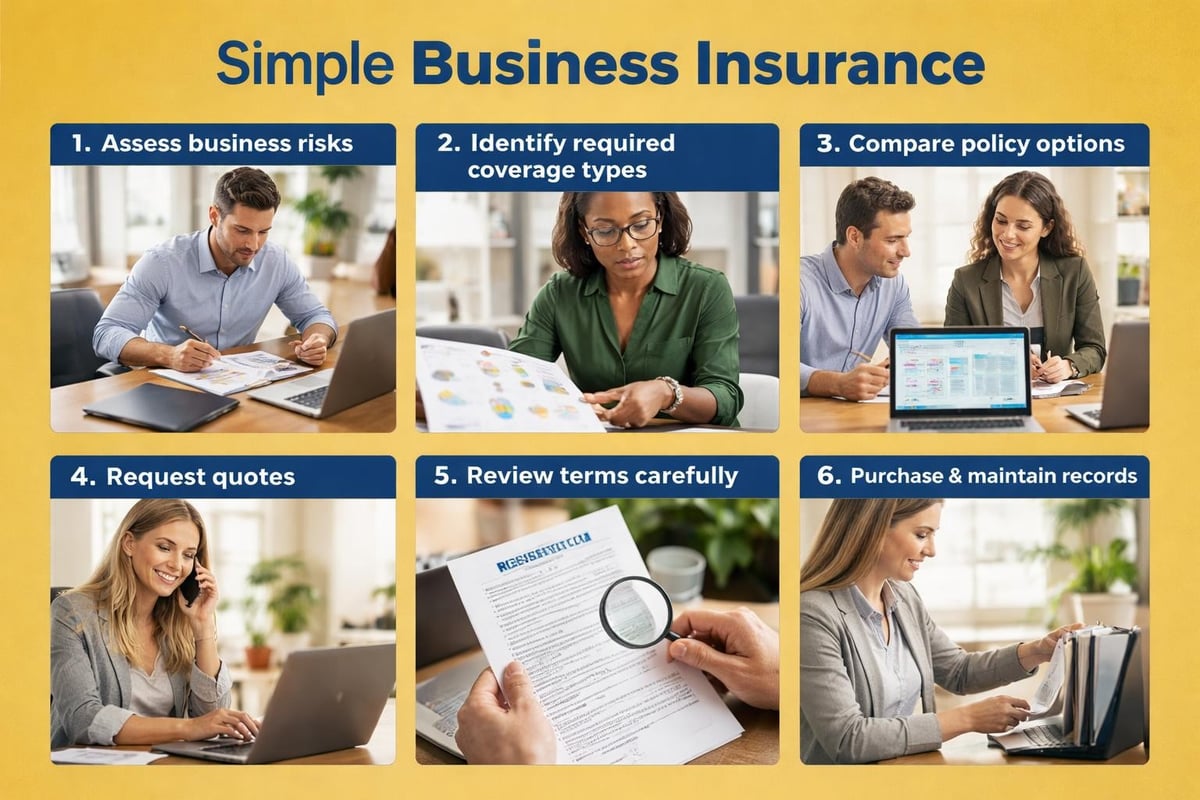 Simple business insurance process infographic Simple business insurance process infographic