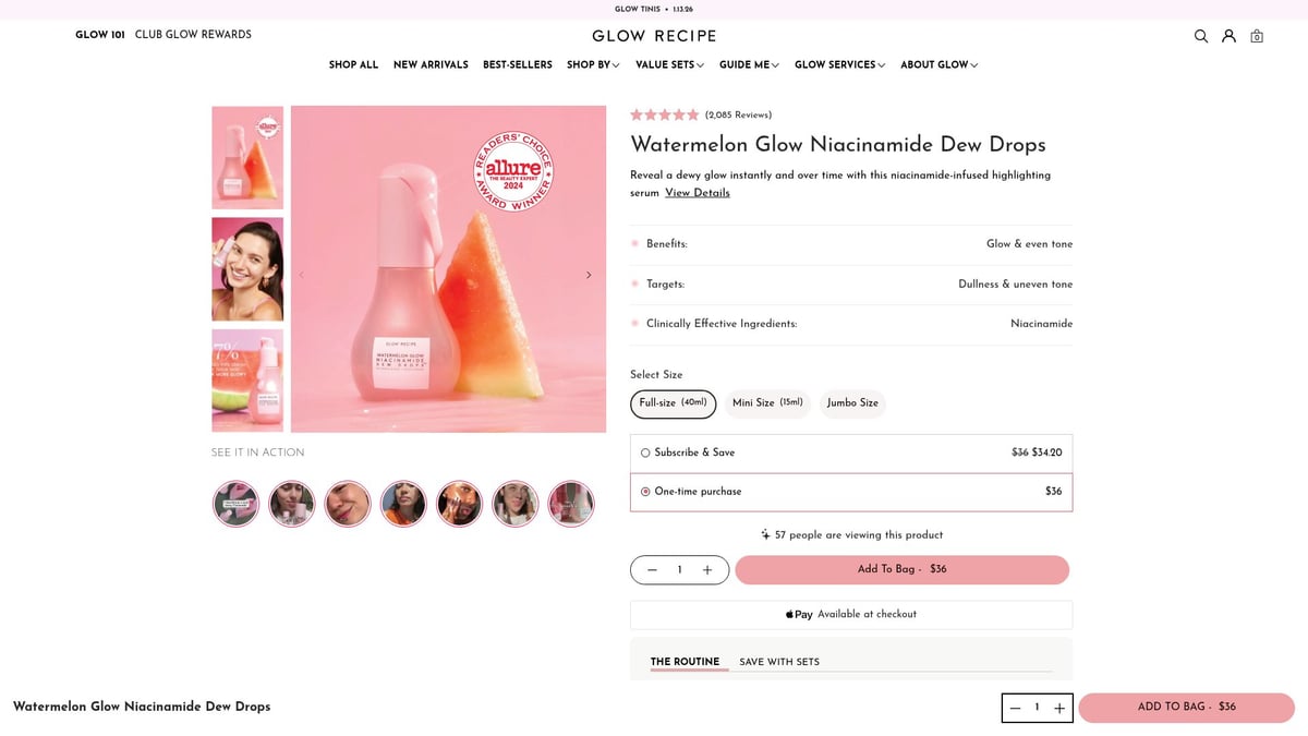 9 Must-Have Cosmetic Care Products for Glowing Skin in 2026 - Glow Recipe Watermelon Glow Niacinamide Dew Drops