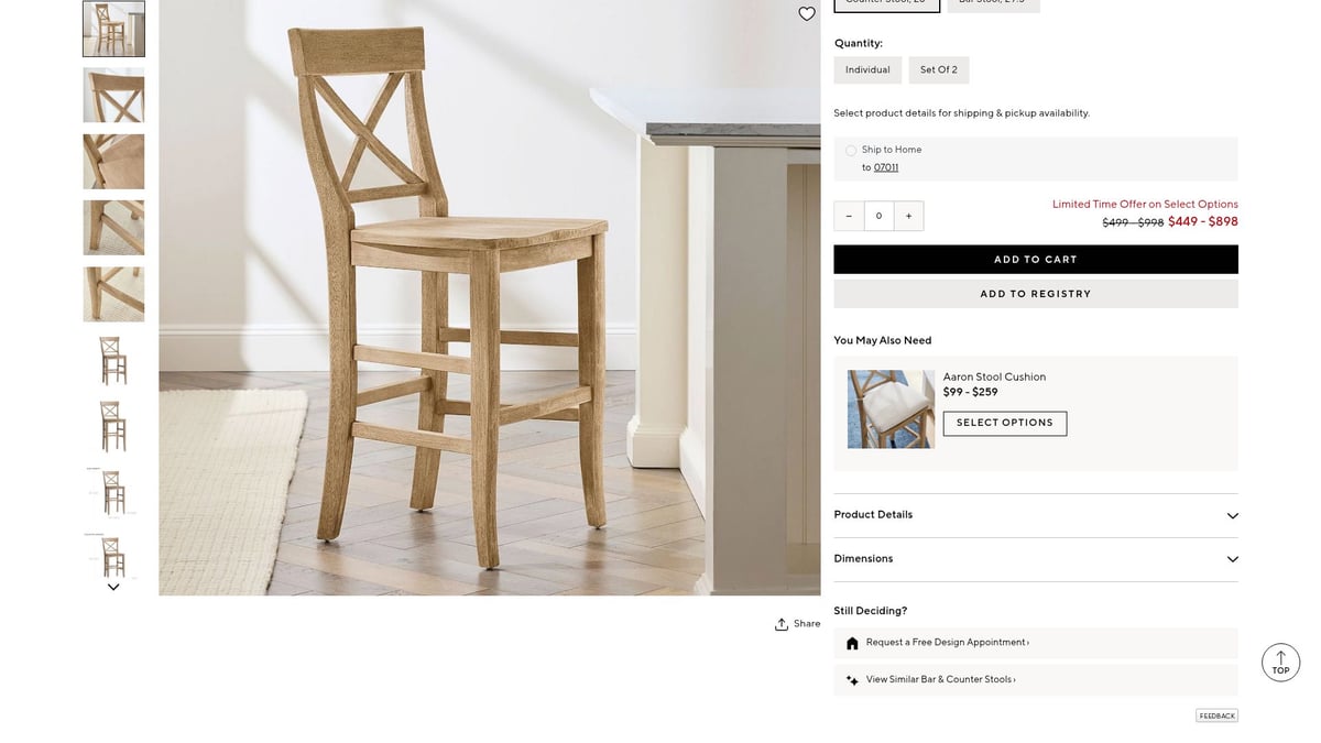 9 Best Modern Rustic Bar Stools to Elevate Your Space in 2026 - Pottery Barn Aaron Bar & Counter Stool