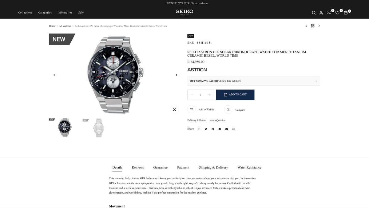 7 Best Seiko Dial Blue Watches to Elevate Your Style 2025 - Seiko Astron GPS Solar Chronograph Watch for Men, Titanium Ceramic Bezel, World Time