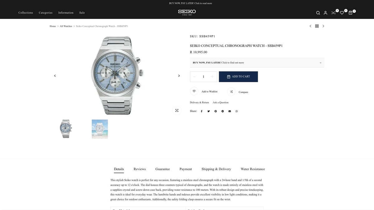 7 Best Seiko Dial Blue Watches to Elevate Your Style 2025 - Seiko Conceptual Chronograph Watch - SSB459P1