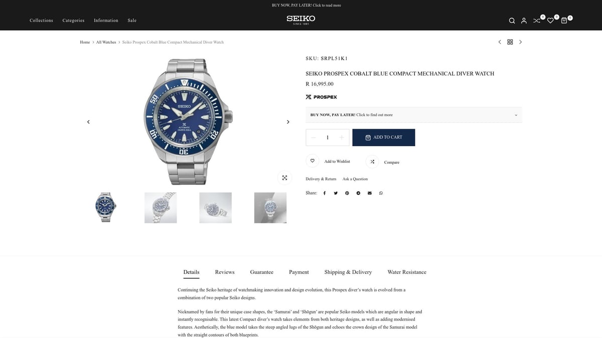 7 Best Seiko Dial Blue Watches to Elevate Your Style 2025 - Seiko Prospex Cobalt Blue Compact Mechanical Diver Watch - SRPL51K1
