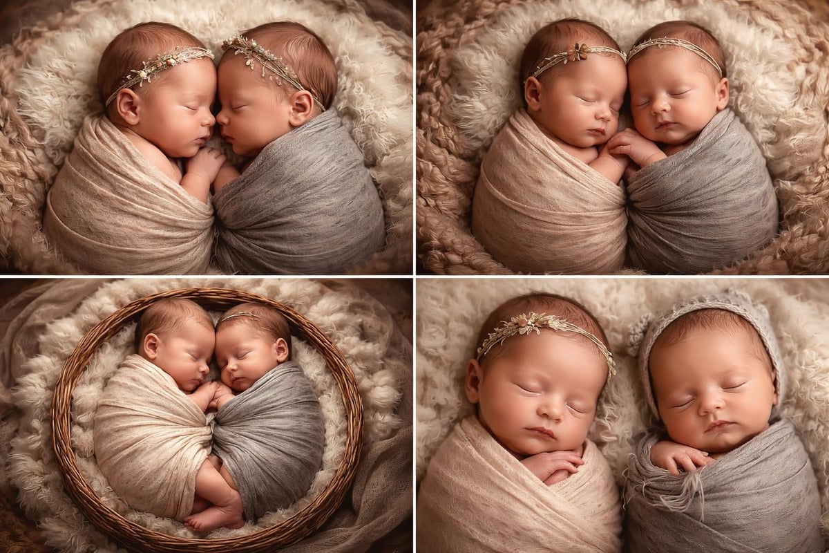 Twin newborn posing options