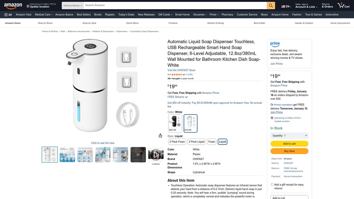 7 Smarte Soap Dispenser Til Dit Badev&aelig;relse 2026 - OHIFAST Automatic Liquid Soap Dispenser Touchless