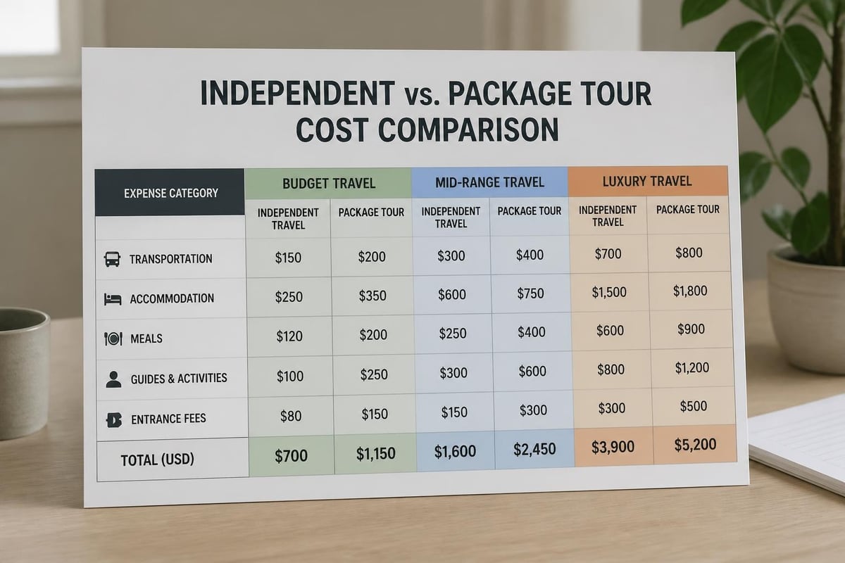 Travel budget comparison chart