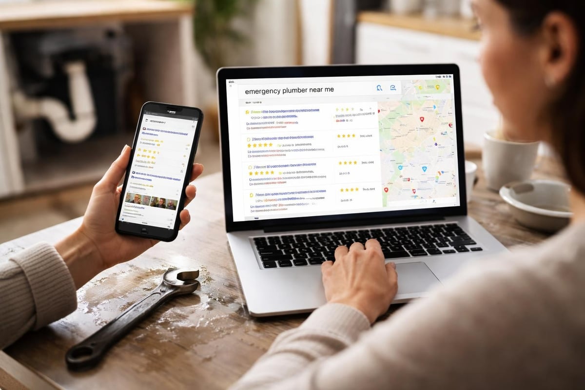 Customer journey for finding plumbers online