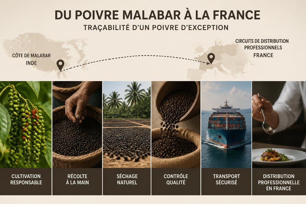Carte des régions productrices de poivre Malabar