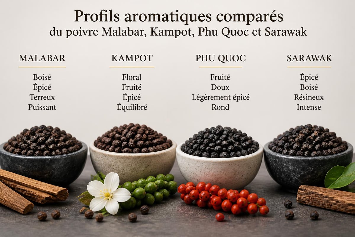 Comparaison sensorielle des variétés de poivre