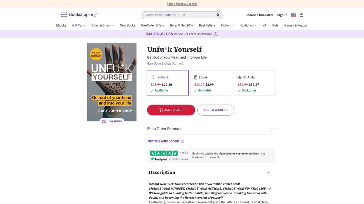 Top 10 Life-Changing Books on Confidence to Read in 2026 - Unfu*k Yourself: Get Out of Your Head and into Your Life by Gary John Bishop