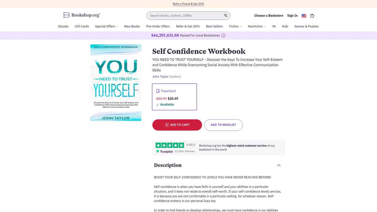 Top 10 Life-Changing Books on Confidence to Read in 2026 - Self Confidence Workbook: You Need to Trust Yourself by John Taylor