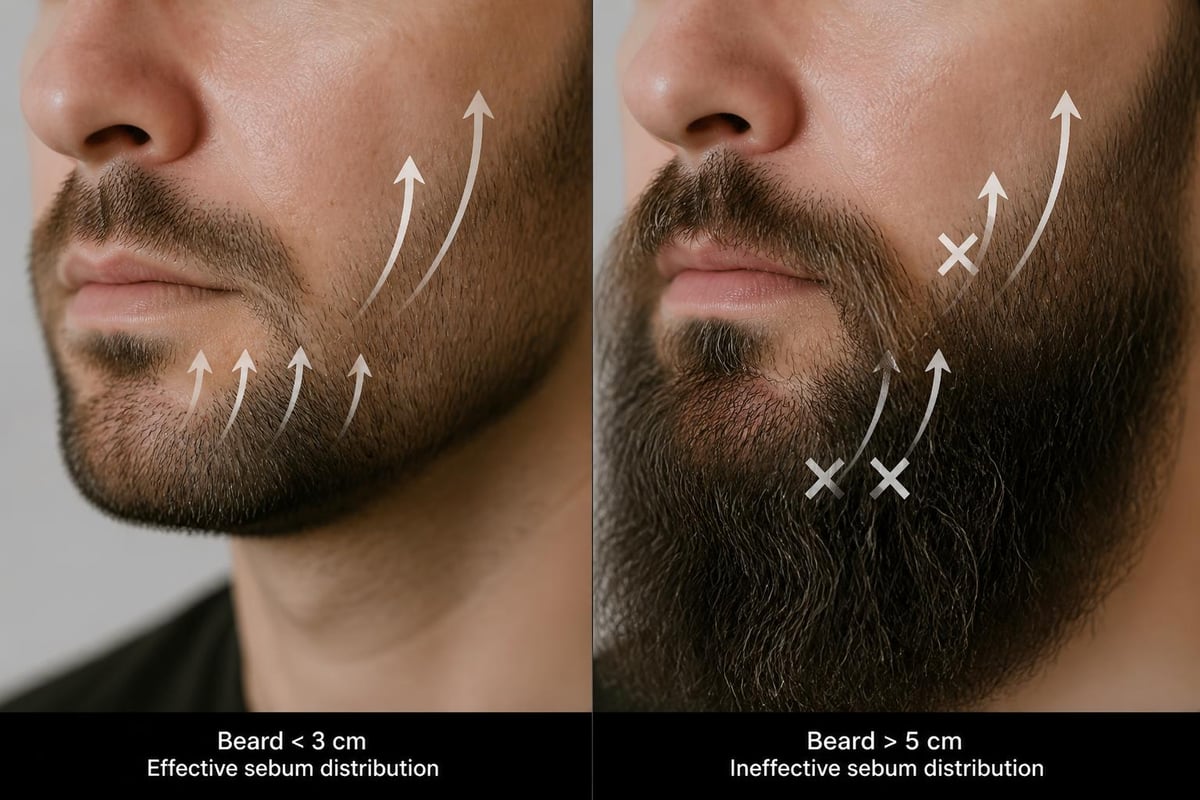 Sebum distribution in facial hair