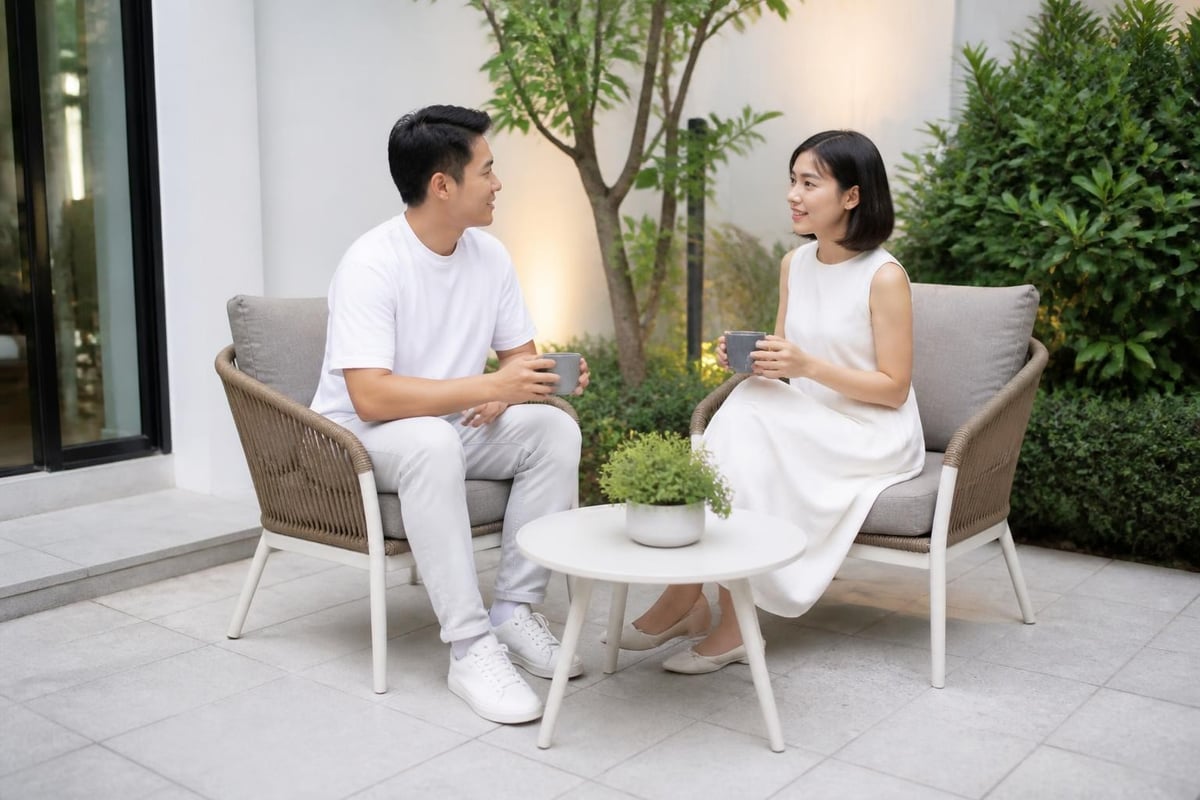 Two-seater furniture creating conversation zones