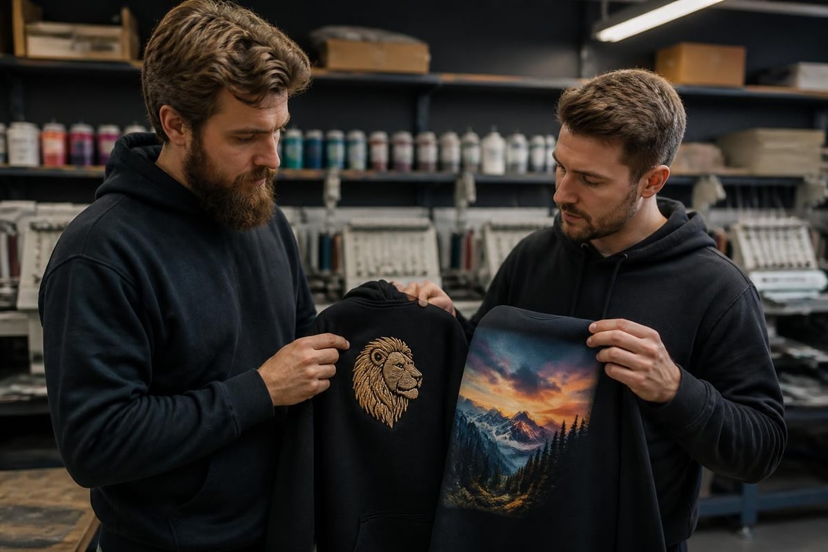 Embroidery versus printing comparison
