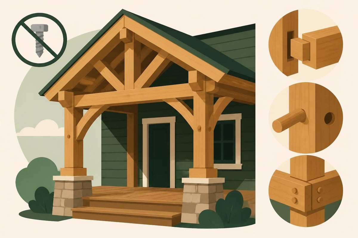 Traditional oak joinery methods for porch frames