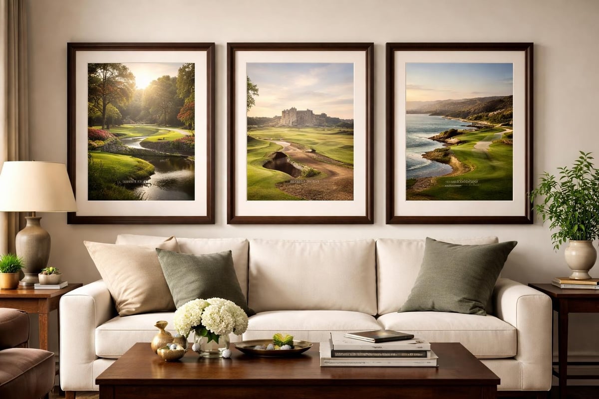 Golf course art displaying iconic holes
