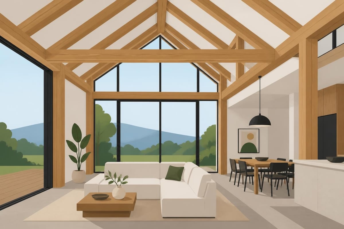 Contemporary timber frame architectural features